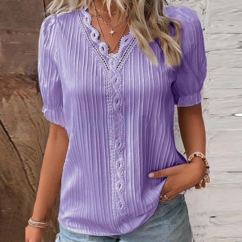 AUREVIA™ | Chic Lace Trim Shirt