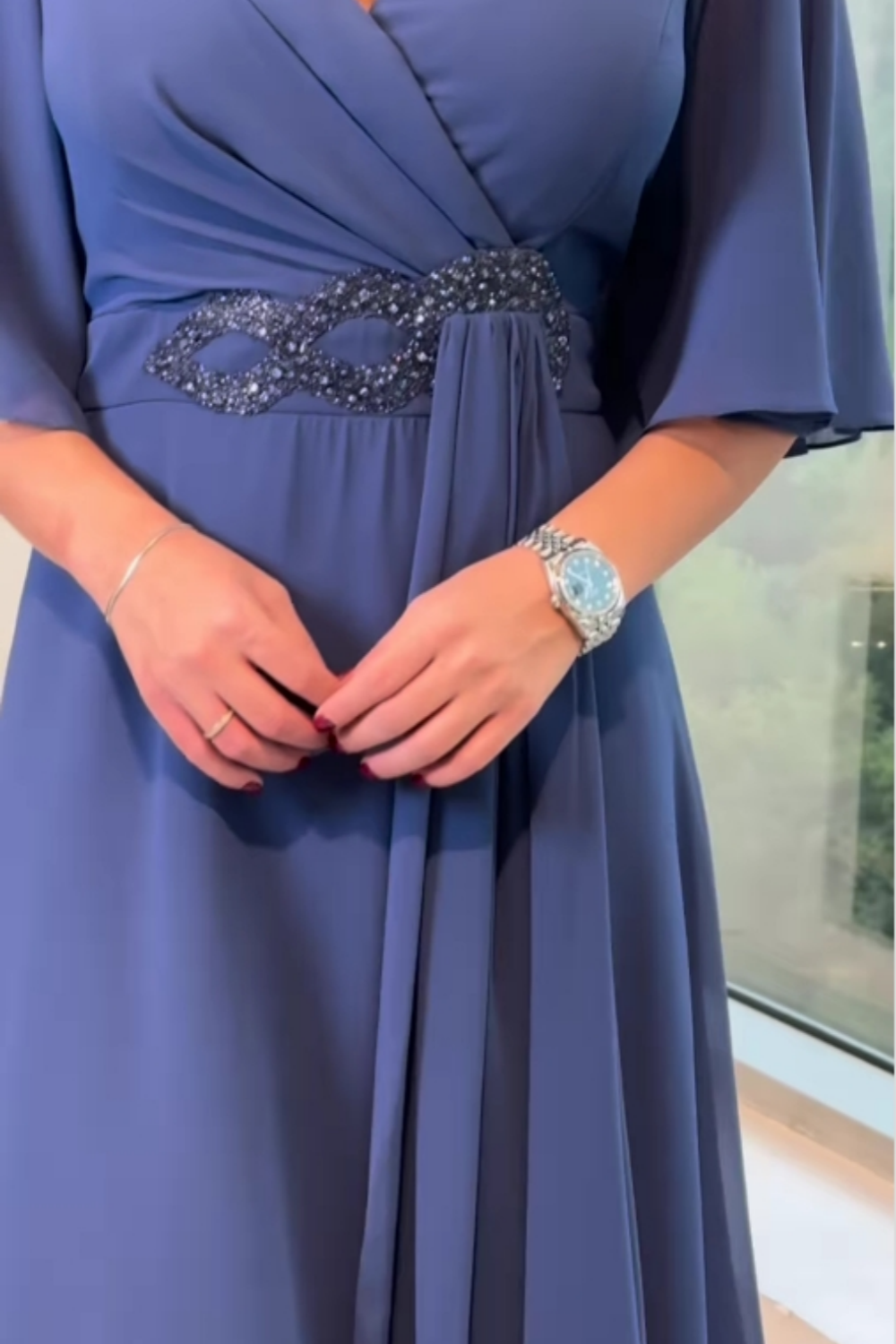 Cressida™ | V-Neck Chiffon Maxi Dress