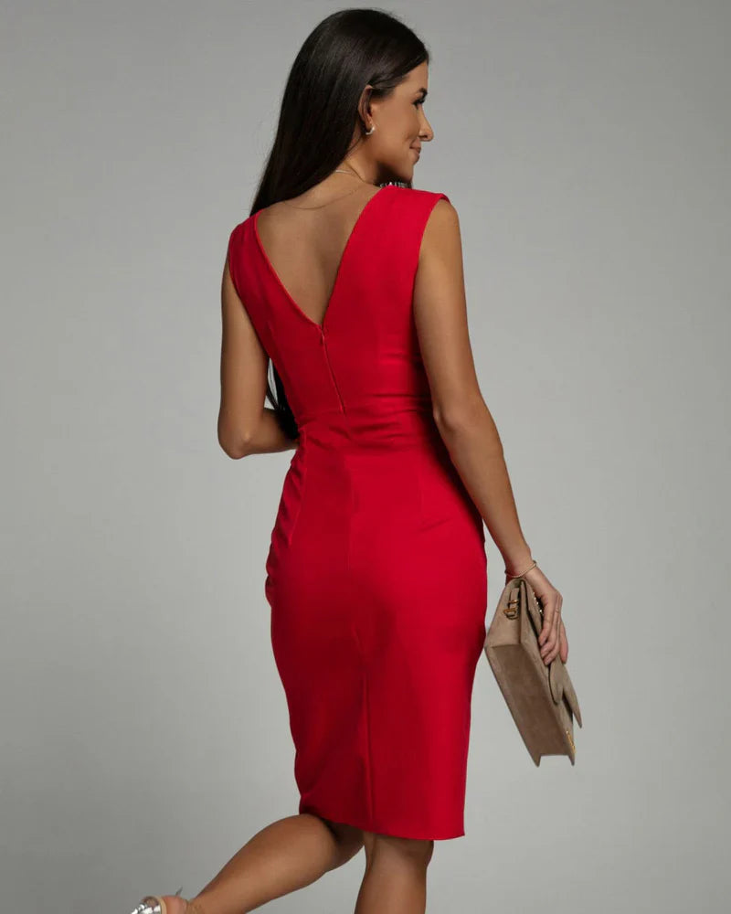 Fresia™ | Graceful V-Neck Slit Dress