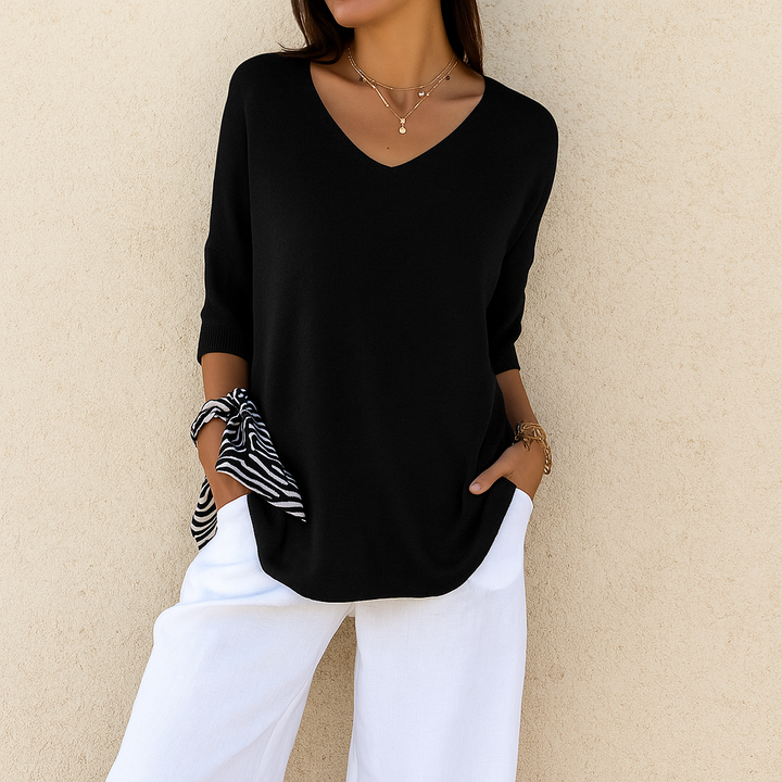 Celine™ | Classic V-Neck Knit Blouse