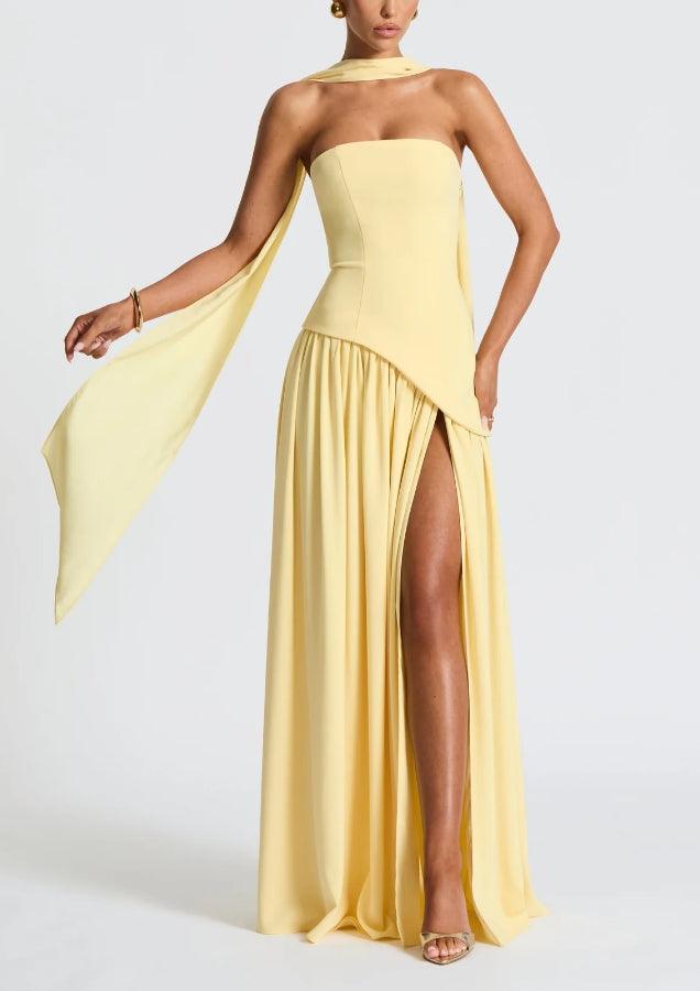 Serenya™ | Chic Strapless Slit Gown