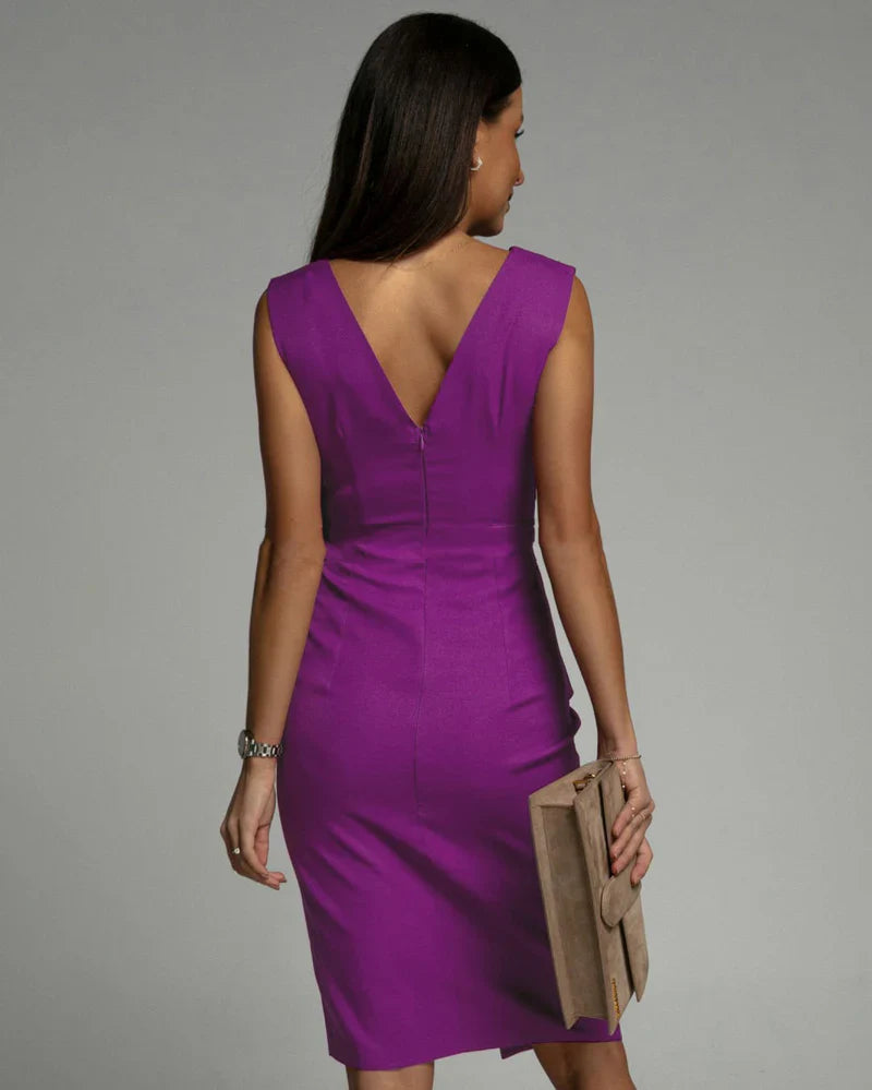 Fresia™ | Graceful V-Neck Slit Dress