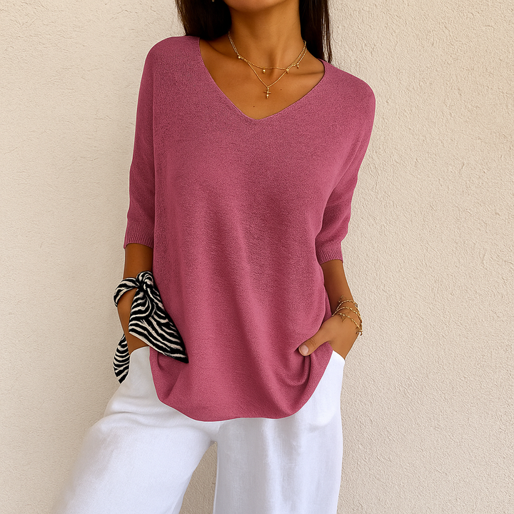 Celine™ | Classic V-Neck Knit Blouse