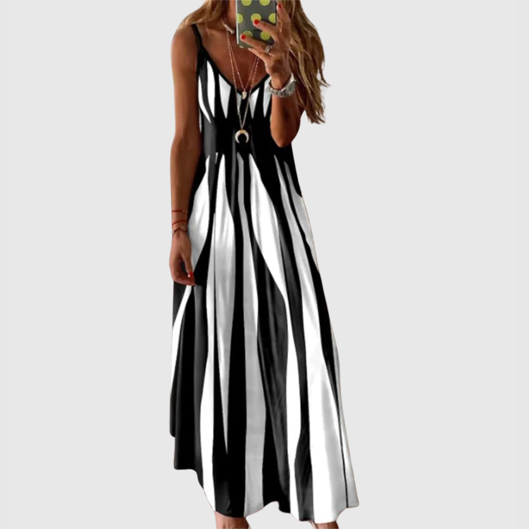 Ariella™ | Chic Striped Maxi Dress