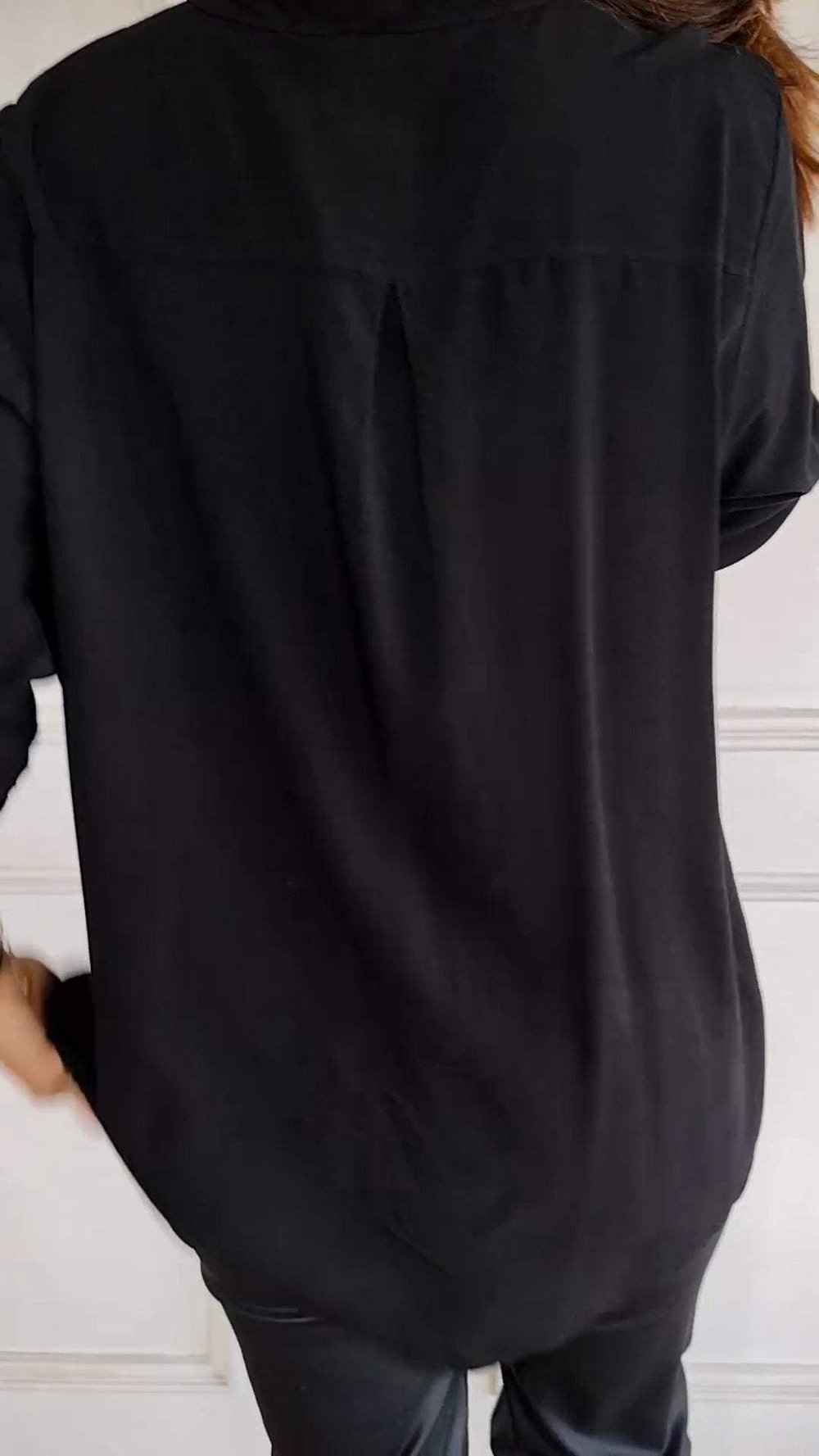 COTTON V™ | V-Neck Sequin Mid-Sleeve Casual Top