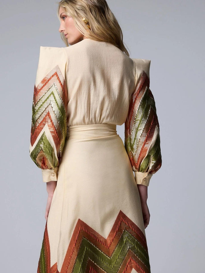 Selvaya™ | Puff Sleeves Bodysuit & Midi Skirt Set