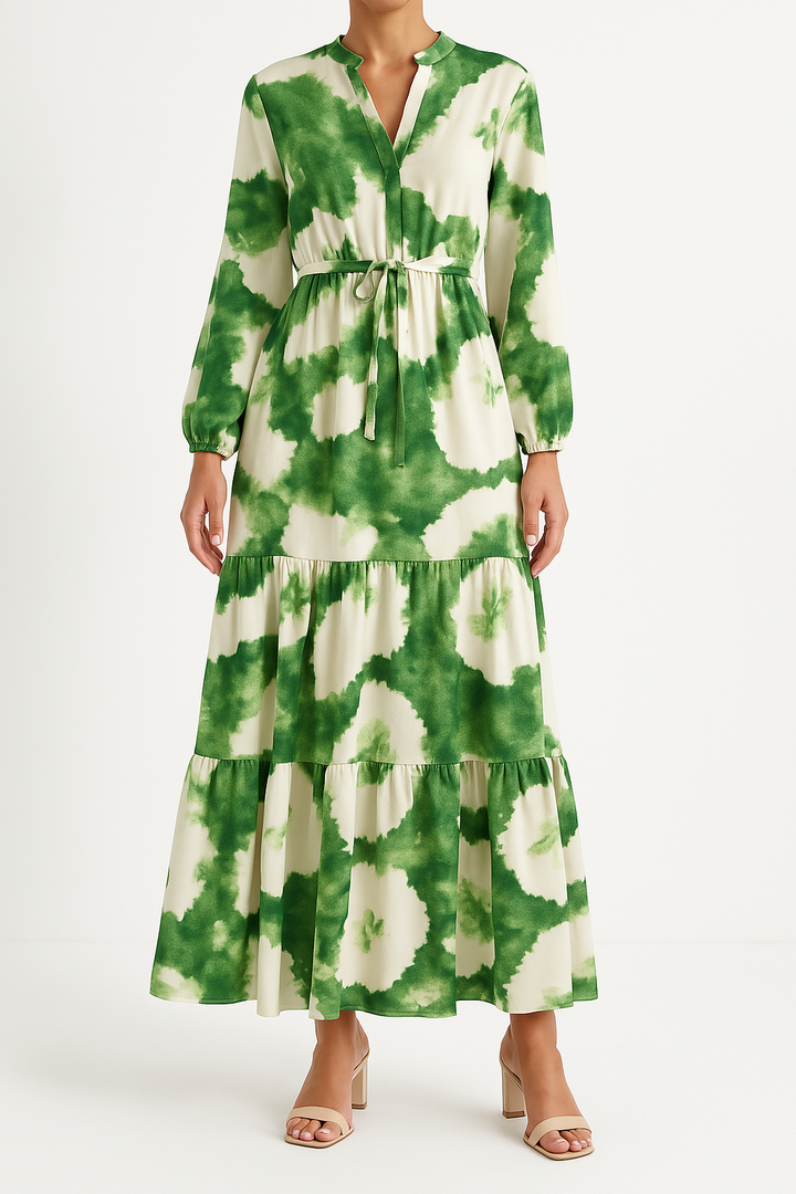 Women's Maxi Dress - Premium Long Sleeve - V-Neck - Elegant Flowy Design