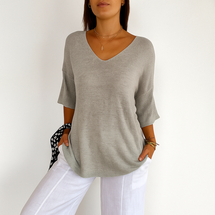 Celine™ | Classic V-Neck Knit Blouse