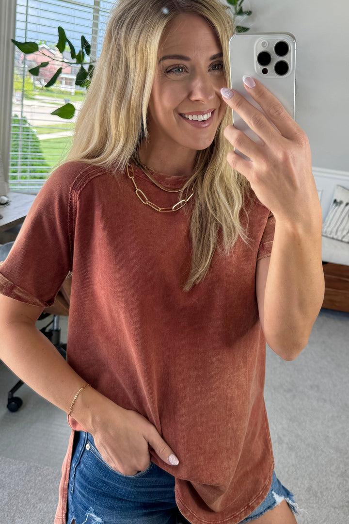 French Terry Acid Wash Top