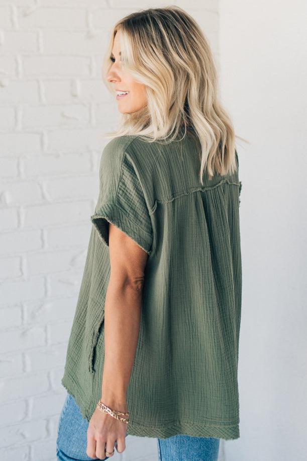 Coleen - Raw Edge Gauze Top