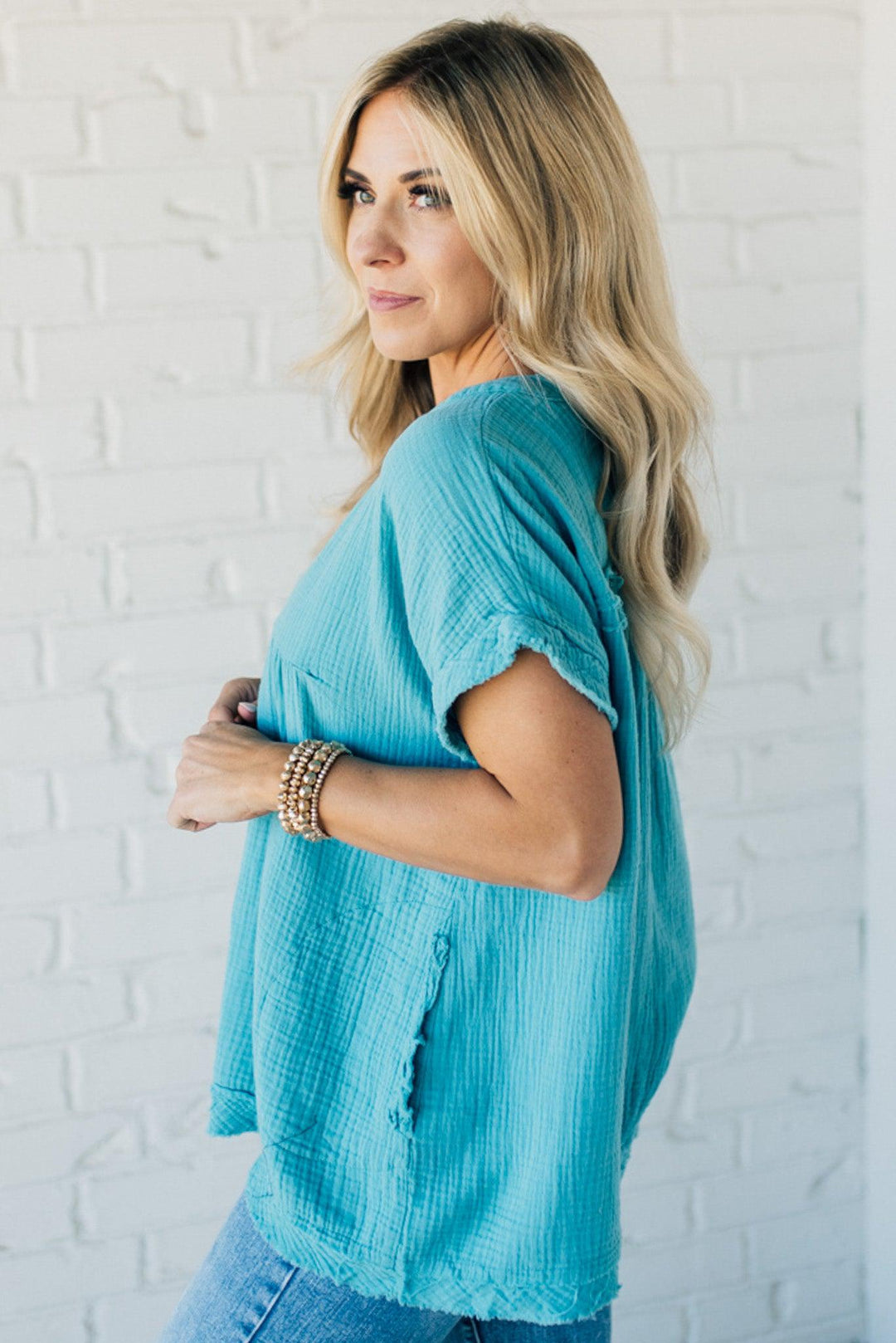 Coleen - Raw Edge Gauze Top