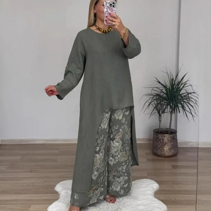 Botanique™ | Long Blouse & Floral Pants Set
