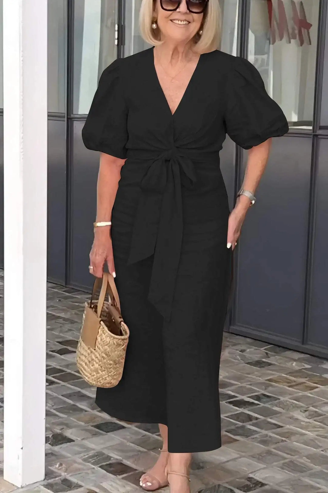 Amara™ - V-Neck Cotton Dress With Laces