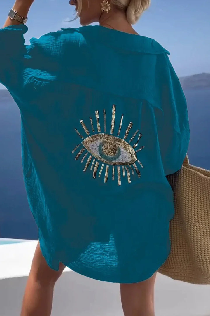 Isaiah - Sequin eye embellished blouse