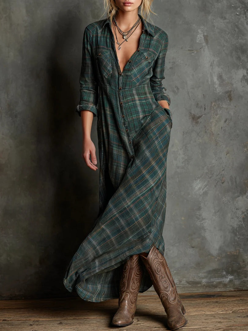 NERISSA™ | Refined Plaid Maxi Dress