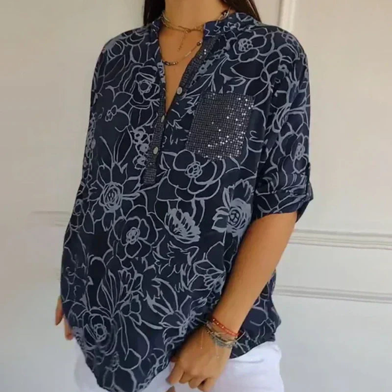 Clara – Printed Button-Up Shirt